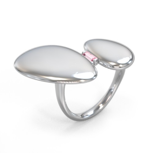 Pebble Statement Ring with Gemstone – Sterling Silver with Pink Tourmaline
