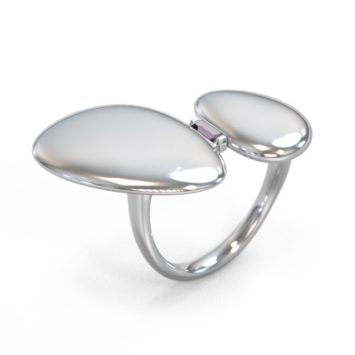 Pebble Statement Ring with Gemstone – Sterling Silver with Alexandrite