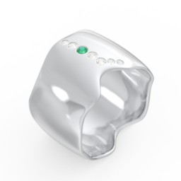 Molten Statement Ring in 925 Sterling Silver with Emerald and Cubic Zirconia