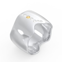 Molten Statement Ring in 925 Sterling Silver with Citrine and Cubic Zirconia