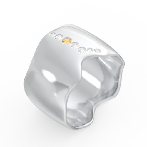 Molten Statement Ring – Sterling Silver with Citrine and Cubic Zirconia
