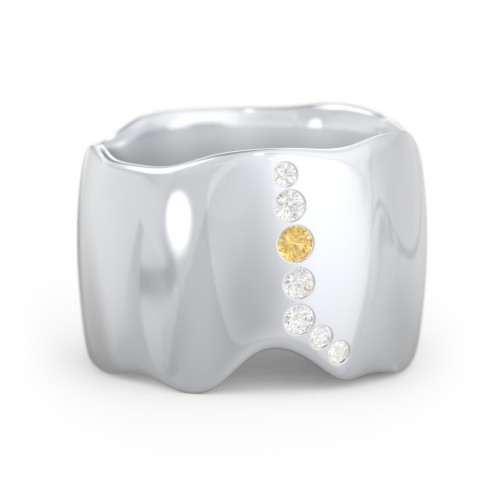 Molten Statement Ring – Sterling Silver with Citrine and Cubic Zirconia