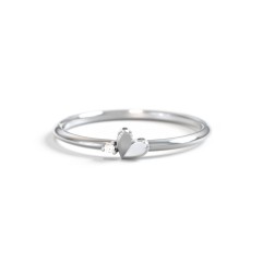Dainty Folded Heart Ring with Accent