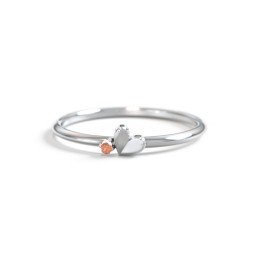 Dainty Folded Heart Ring with Accent in 925 Sterling Silver with Garnet