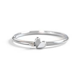 Dainty Folded Heart Ring with Accent in 925 Sterling Silver with Smokey Quartz