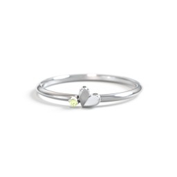 Dainty Folded Heart Ring with Accent in 925 Sterling Silver with Peridot