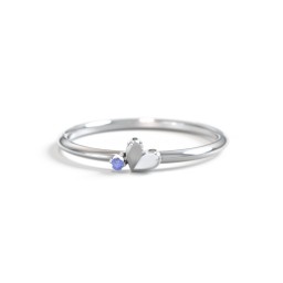Dainty Folded Heart Ring with Accent in 925 Sterling Silver with Blue Sapphire