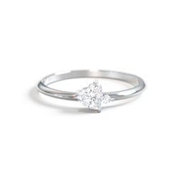 Dainty Diagonal Gemstone Heart Ring with Accent