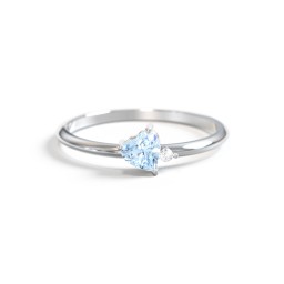 Dainty Diagonal Gemstone Heart Ring with Accent