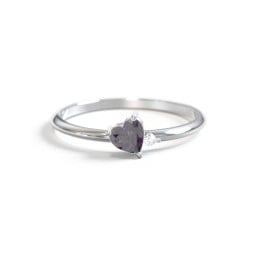 Dainty Diagonal Gemstone Heart Ring with Accent