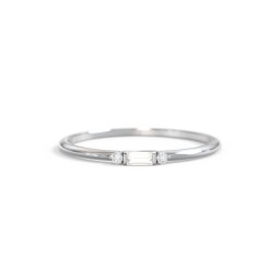 Dainty East-West Minimalist Baguette Ring with Accents