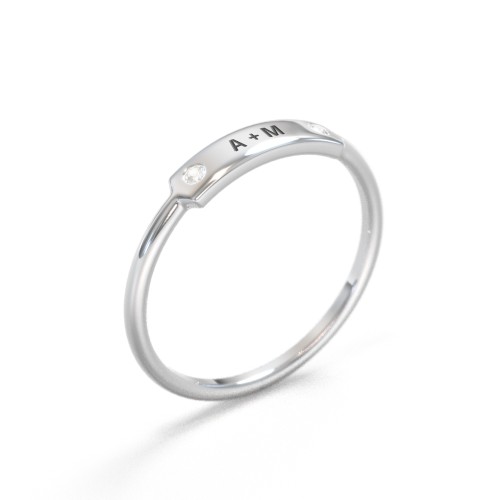 Engravable Bar Ring with Accents