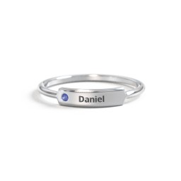 Engravable Bar Ring with Accent