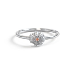 Sea Urchin Ring With Accent in 925 Sterling Silver with Garnet