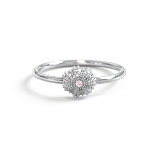 Sea Urchin Ring With Accent – Sterling Silver with Pink Tourmaline
