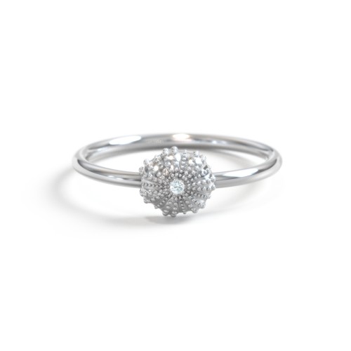 Sea Urchin Ring With Accent – Sterling Silver with Blue Topaz