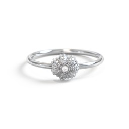 Sea Urchin Ring With Accent in 925 Sterling Silver with Diamond