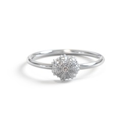 Sea Urchin Ring With Accent in 925 Sterling Silver with Smokey Quartz