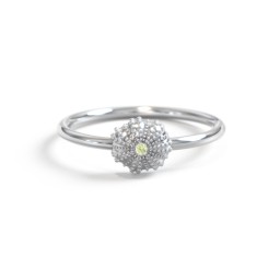 Sea Urchin Ring With Accent in 925 Sterling Silver with Peridot