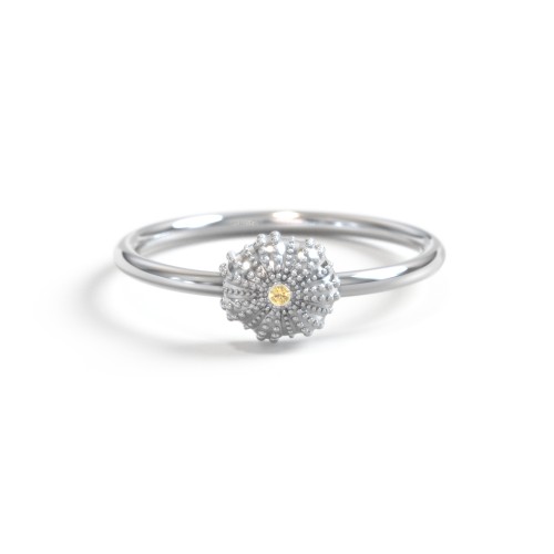 Sea Urchin Ring With Accent – Sterling Silver with Citrine