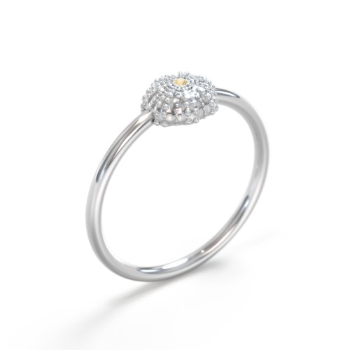 Sea Urchin Ring With Accent – Sterling Silver with Citrine