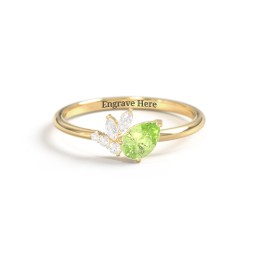 Tilted Pear Gemstone Ring with Cluster Accents