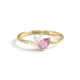 Tilted Pear Gemstone Ring with Cluster Accents