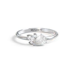 Pear Gemstone Ring with Leaf Motif Accent Stones