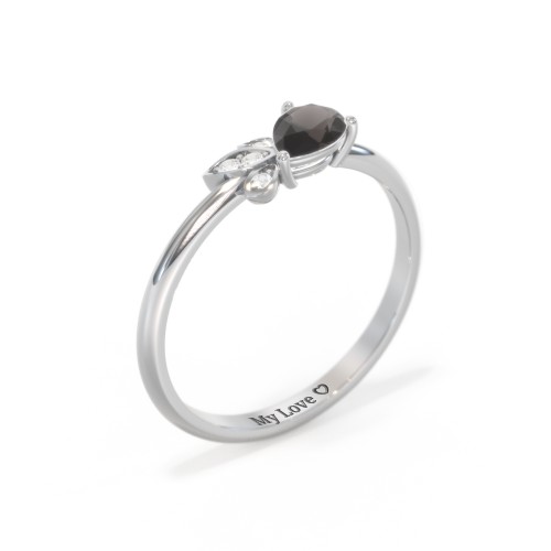 Pear Gemstone Ring with Leaf Motif Accent Stones