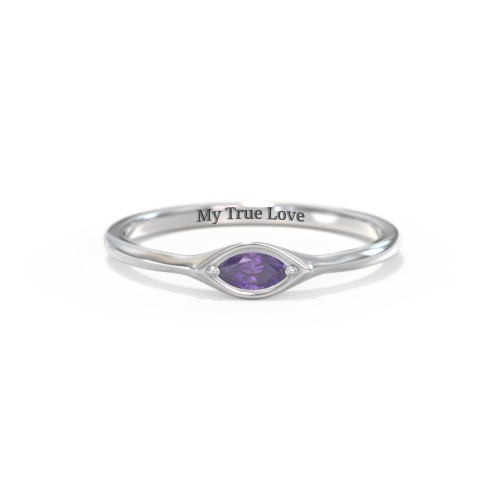 East-West Marquise Ring – Sterling Silver with Amethyst