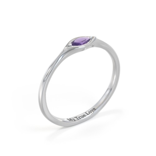 East-West Marquise Ring – Sterling Silver with Amethyst