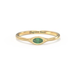 East-West Marquise Ring in 18K Gold Plated Silver with Emerald