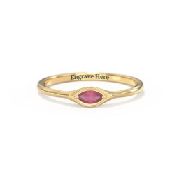 East-West Marquise Ring in 18K Gold Plated Silver with Ruby