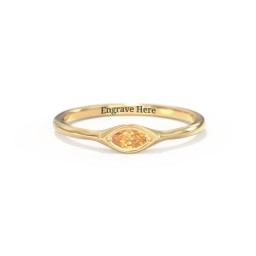 East-West Marquise Ring in 18K Gold Plated Silver with Citrine