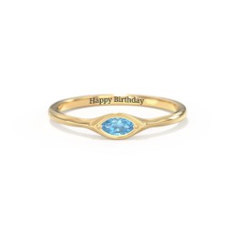 East-West Marquise Ring in 18K Gold Plated Silver with Blue Topaz