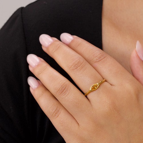 East-West Marquise Ring – 18K Gold Plated Silver with Ruby