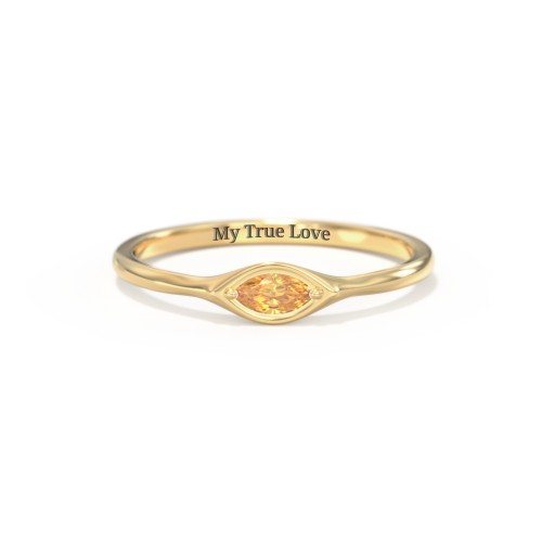 East-West Marquise Ring – 18K Gold Plated Silver with Citrine