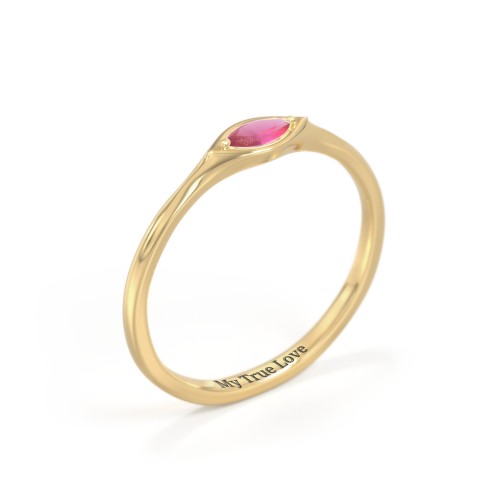 East-West Marquise Ring – 18K Gold Plated Silver with Ruby