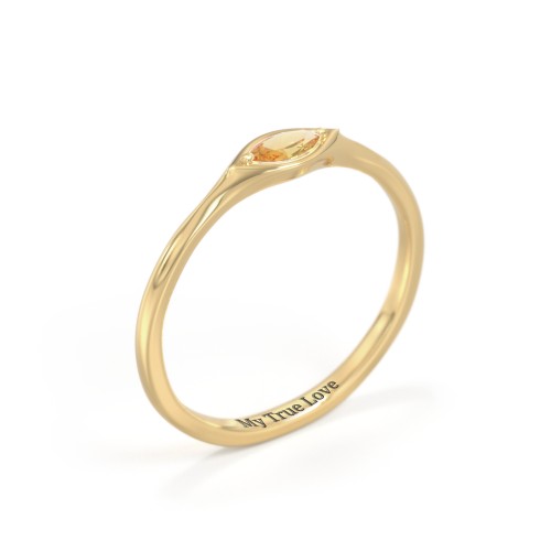East-West Marquise Ring – 18K Gold Plated Silver with Citrine