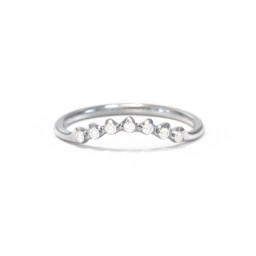 Dainty Curved Band with Accent Stones in 10K Solid White Gold with Diamond