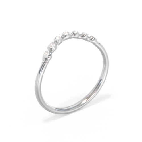 Dainty Curved Band with Accent Stones – 10K White Gold with Diamond