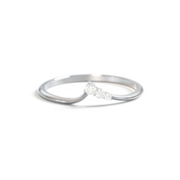 Dainty Contour Band with Graduated Accents in 10K Solid White Gold with Lab Diamond and Diamond