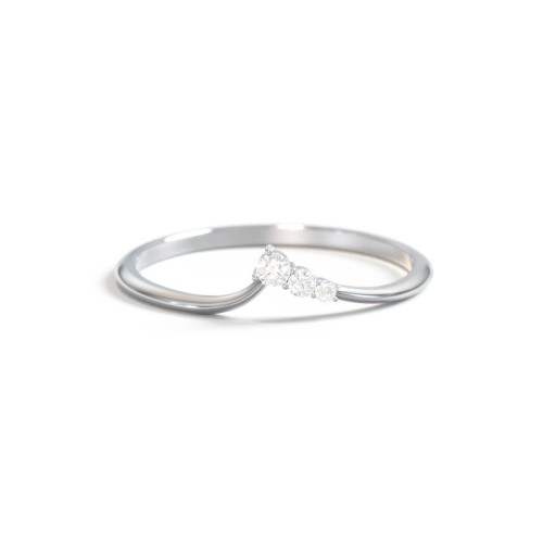 Dainty Contour Band with Graduated Accents – 10K White Gold with Lab Diamond and Diamond