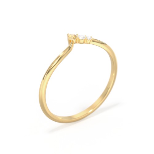 Dainty Contour Band with Graduated Accents – 10K Yellow Gold with Citrine and Cubic Zirconia