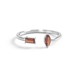 Baguette & Marquise Gemstone Open Cuff Ring