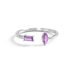 Baguette & Marquise Gemstone Open Cuff Ring