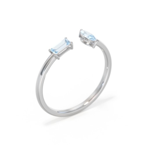 Baguette & Marquise Gemstone Open Cuff Ring