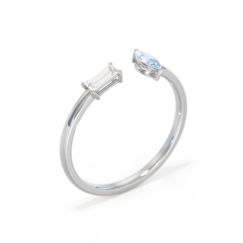 Baguette & Marquise Gemstone Open Cuff Ring