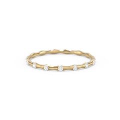 Dainty Stackable Half Eternity Ring with Bezel Set Accents – 10K Rose Gold with White Premium Zirconia