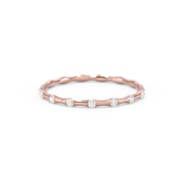 Dainty Stackable Half Eternity Ring with Bezel Set Accents in 10K Solid Rose Gold with Cubic Zirconia